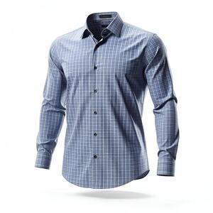 Nordstrom Men's Blue Black Checkered Non-Iron Dress Shirt